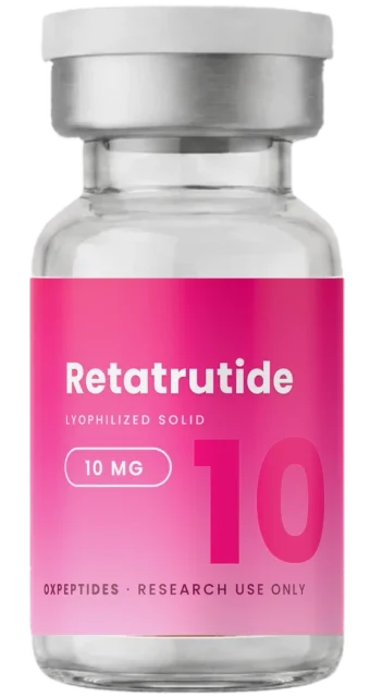 Retatrutide 10 mg Fläschchen von OXpeptides, lyophilisiertes Pulver